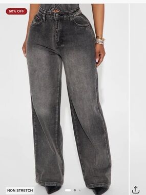 Fashion Nova Washed Black Wide Leg Jeans